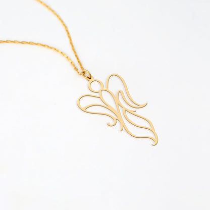 Angel Line Art Pendant Sterling Silver Necklace