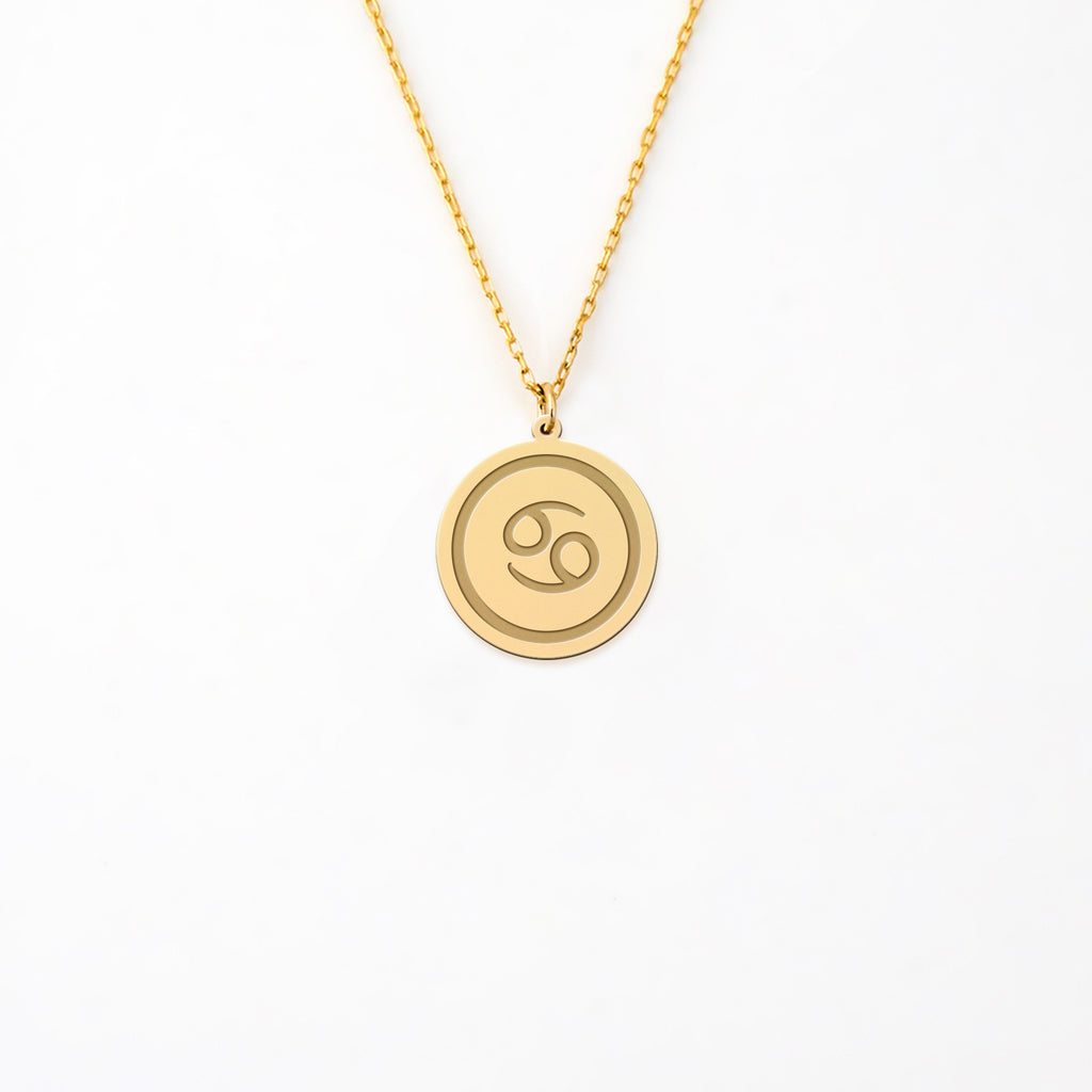 Cancer Zodiac Sign Necklace Gold Vermeil over Sterling Silver