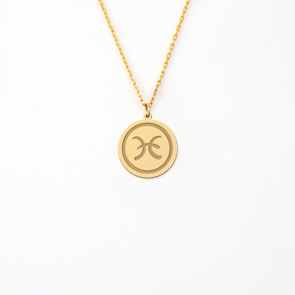 Pisces Zodiac Necklace Gold Vermeil over Sterling Silver