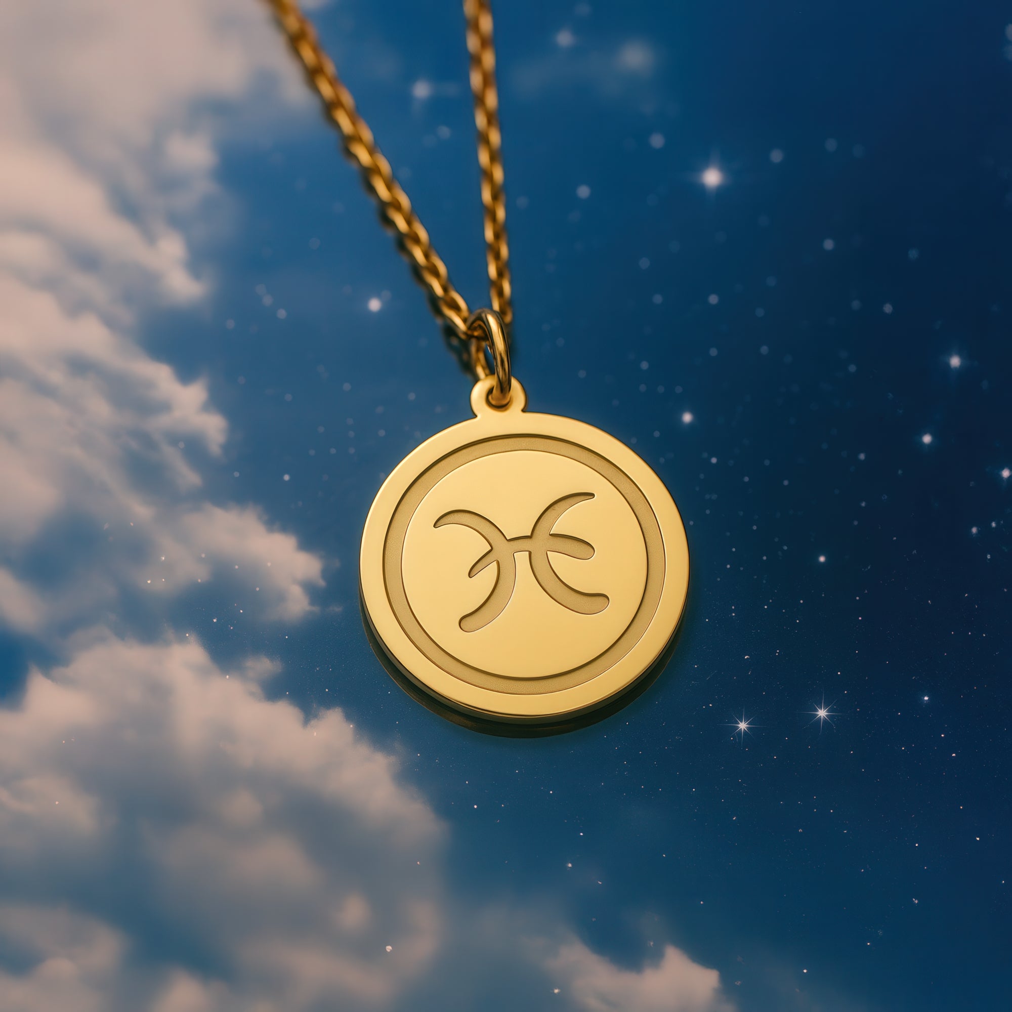Pisces Zodiac Necklace Gold Vermeil over Sterling Silver
