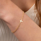 Minimalist Tiny Cross Bracelet in 14K Gold Plated Sterling Silver