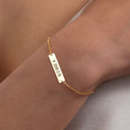 Engraved Bar Bracelet 14K Gold Plated Sterling Silver