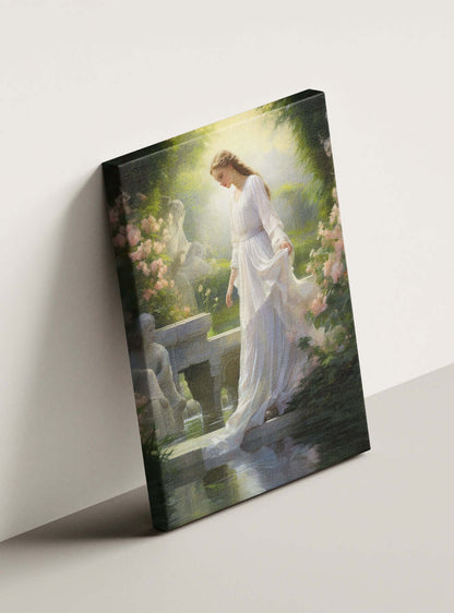 James 3:17 - Calm Garden Woman - Scripture Art Canvas Print