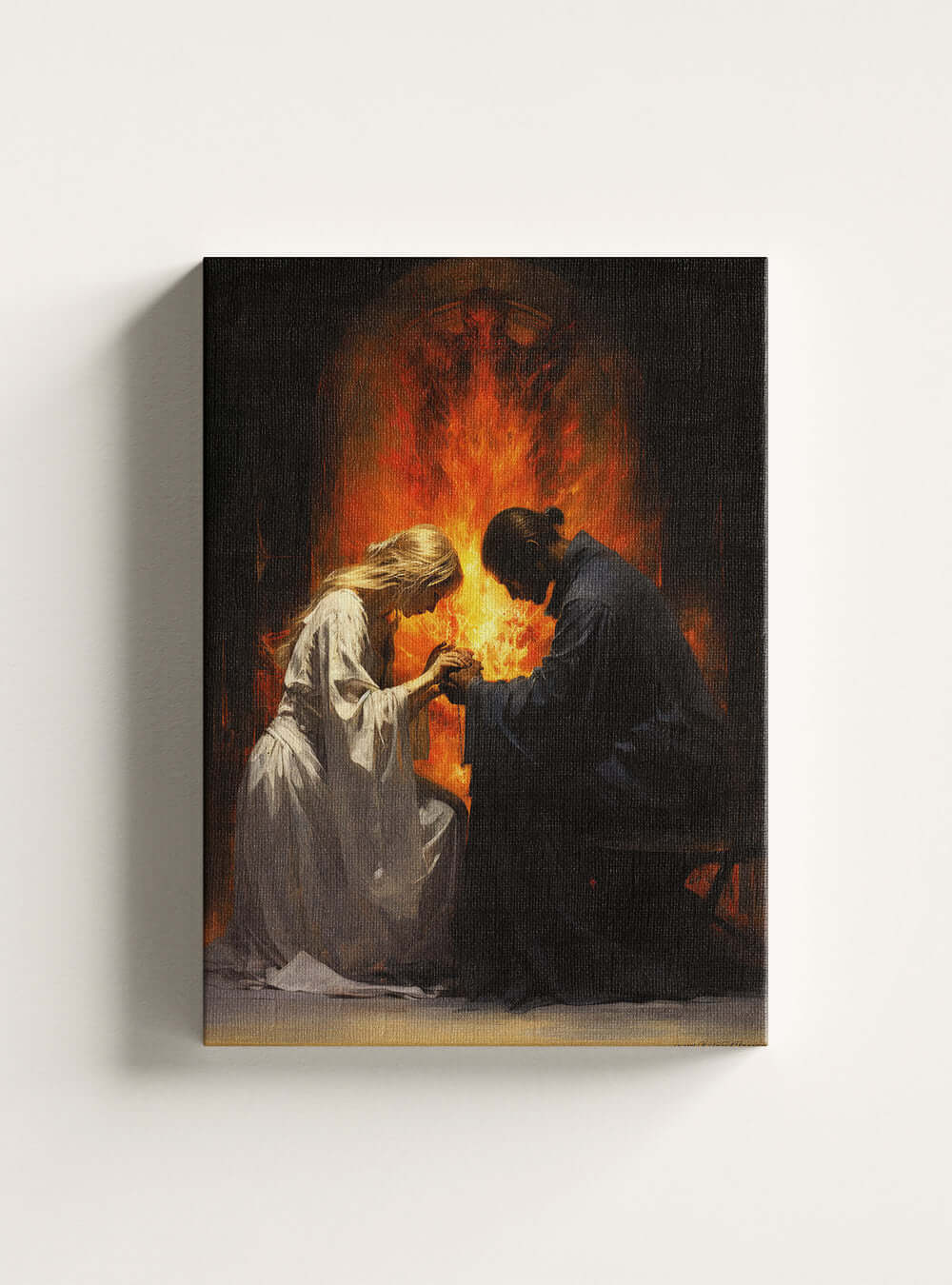 Job 28:28 Fiery Encounter Spiritual Canvas Print