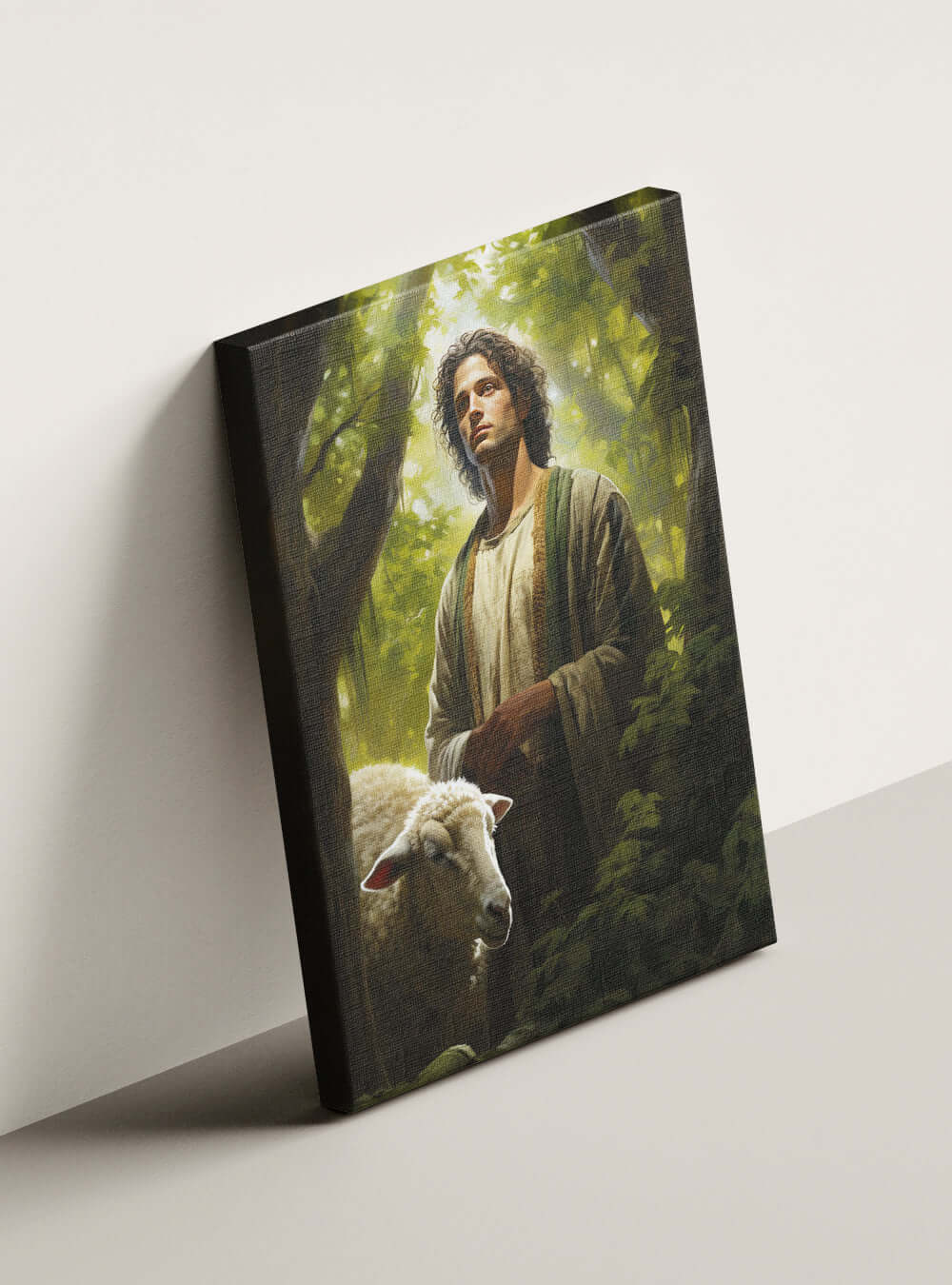 John 10:27 Serene Shepherd - Christian Painting Canvas Print