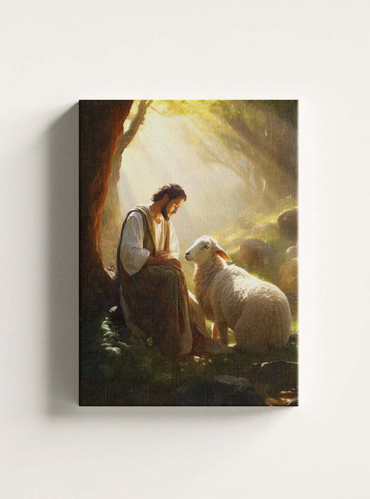 John 10:28 - Peaceful Guardian - Christian Artwork Canvas Print