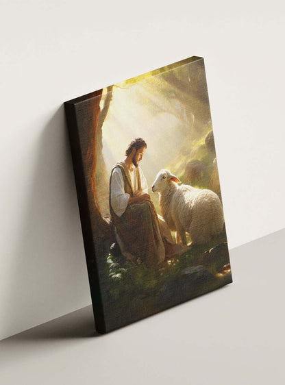 John 10:28 - Peaceful Guardian - Christian Artwork Canvas Print