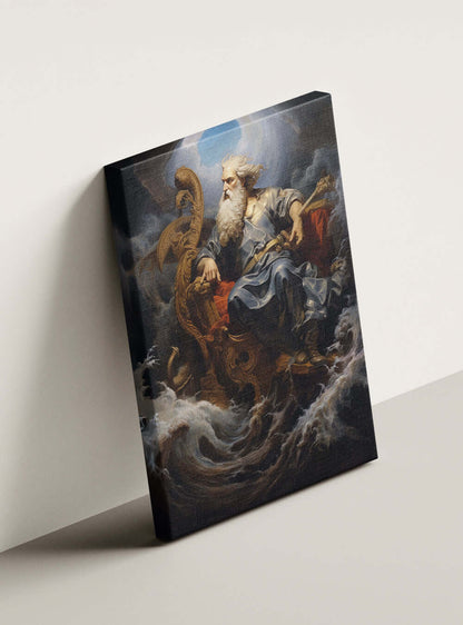 John 16:33 Poseidon Storm Art - Bible Verse Canvas Print