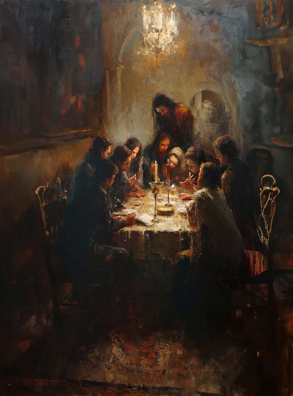 Joshua 24:15 'But as for me and my household, we will serve the Lord.' Classic Biblical Scene Art Poster Print