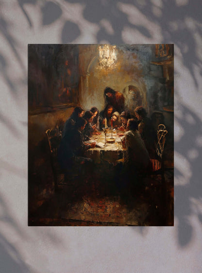 Joshua 24:15 'But as for me and my household, we will serve the Lord.' Classic Biblical Scene Art Poster Print