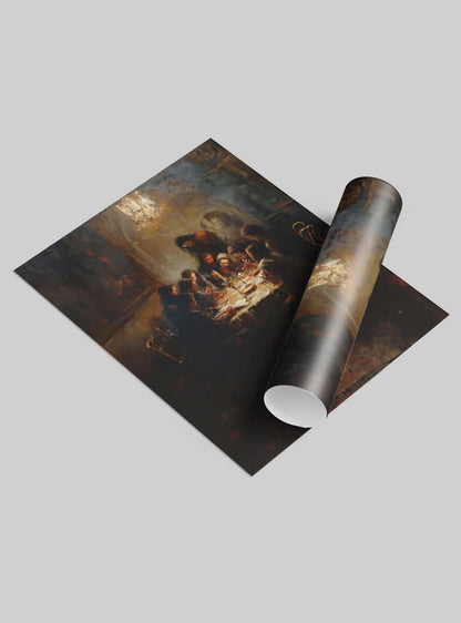 Joshua 24:15 'But as for me and my household, we will serve the Lord.' Classic Biblical Scene Art Poster Print