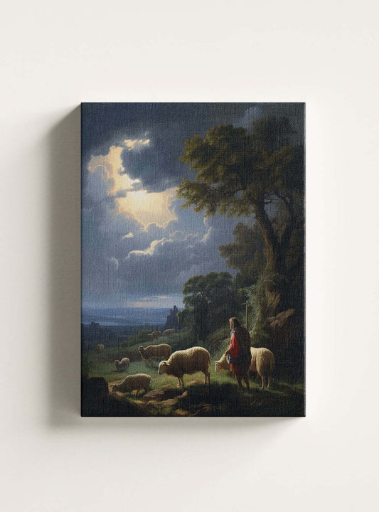 Luke 15:7 Shepherd Art Christian Painting Canvas Print