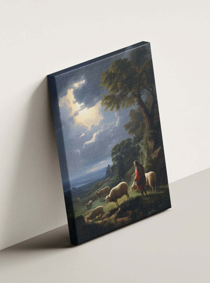 Luke 15:7 Shepherd Art Christian Painting Canvas Print