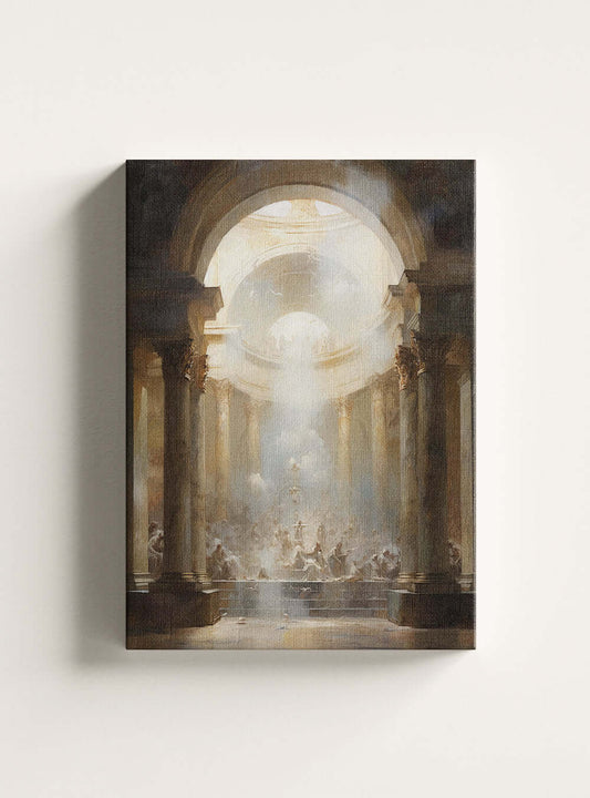 Luke 24:49 Angelic Canvas Art | Bible Christian Print<|vq_4216|>