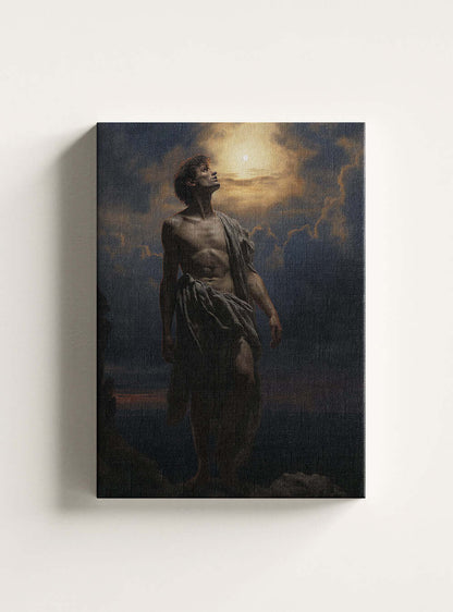 Majestic Skyward Gaze Canvas - Isaiah 53:5 - Modern Christian Art Print