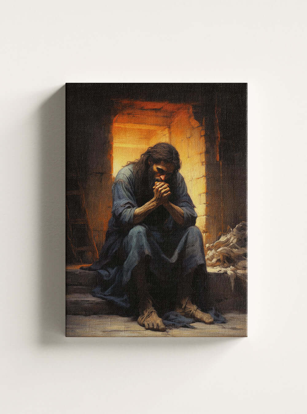 Matthew 5:3 Contemplative Figure - Christian Wall Art Canvas Print