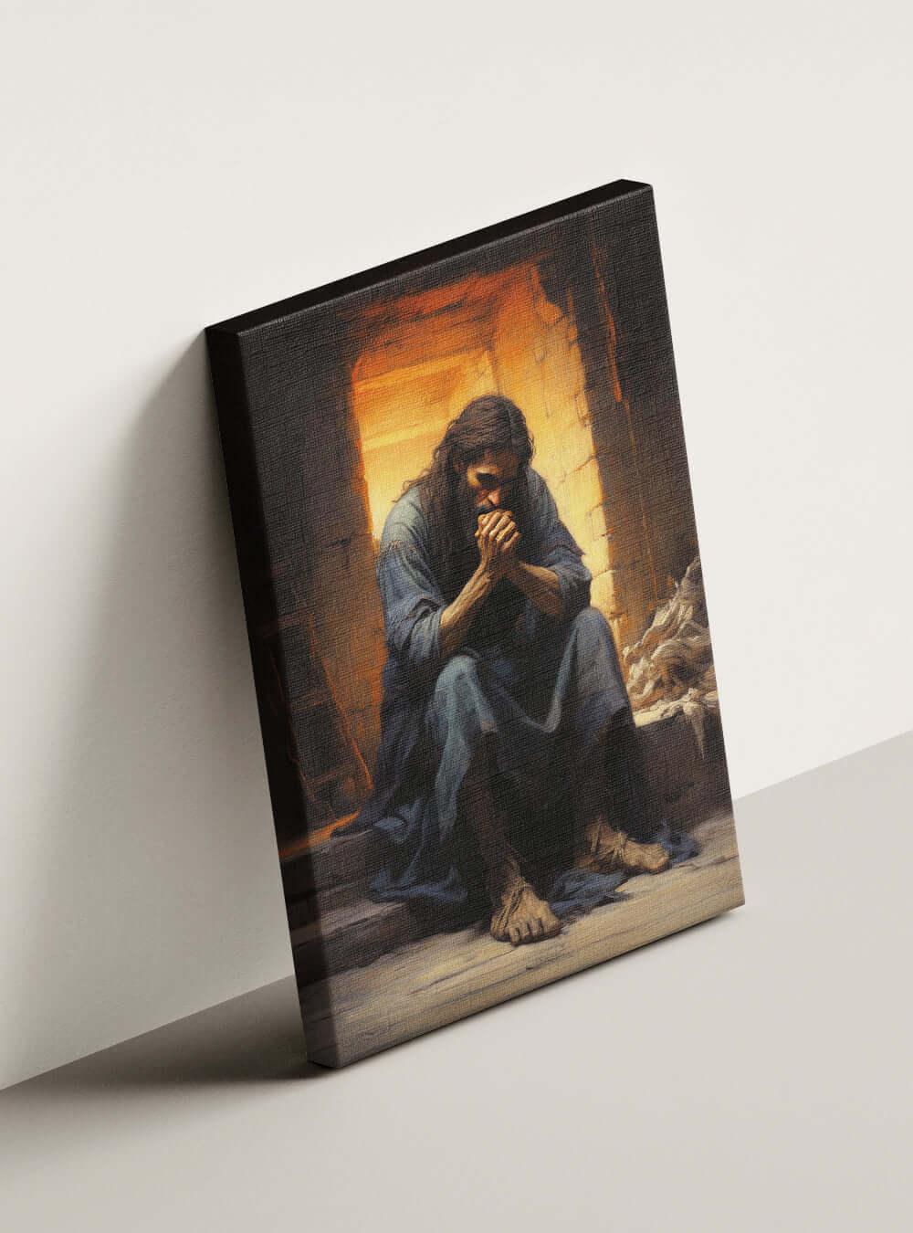 Matthew 5:3 Contemplative Figure - Christian Wall Art Canvas Print