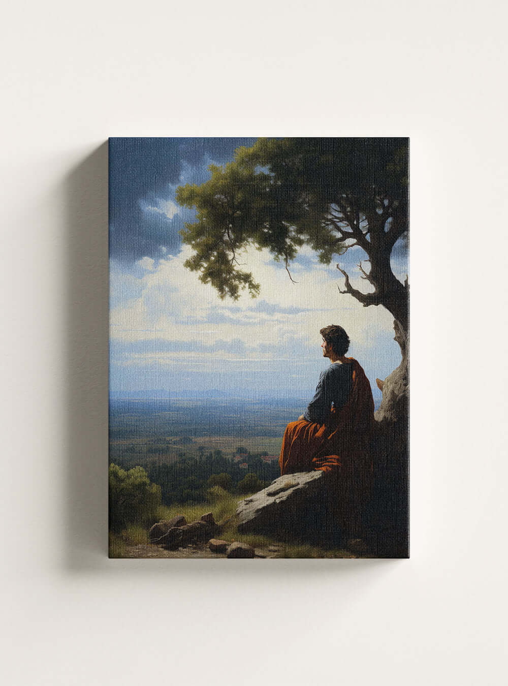 Matthew 5:5 Figure Over Landscape | Christian Wall Art Canvas Print