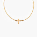 Minimalist Tiny Cross Bracelet in 14K Gold Plated Sterling Silver