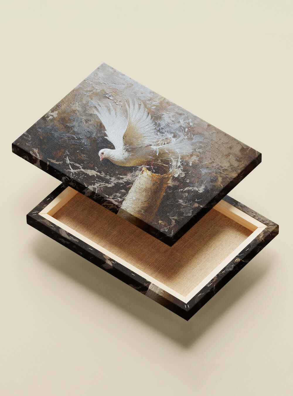 Neoclassical Bible Canvas: Scholarly Dove & Scroll Christian Picture