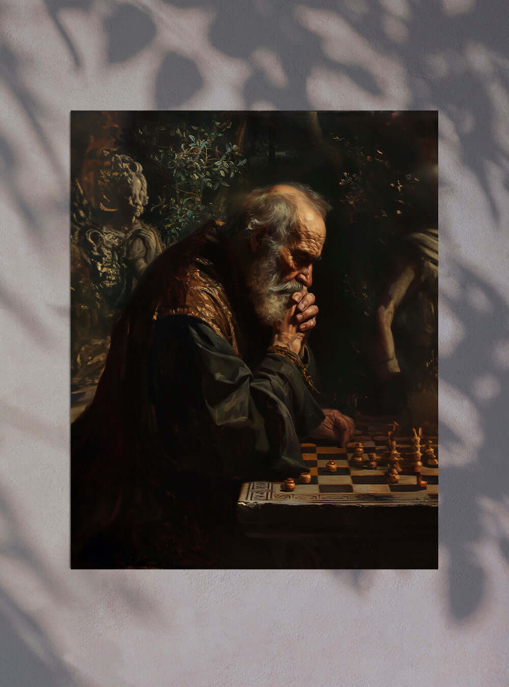 Neoclassical Christian Wall Decor: Sage Chessboard Reflection Poster Print