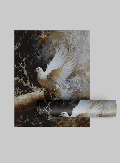 Neoclassical Religious Painting: Dove & Scroll Christian Poster Print