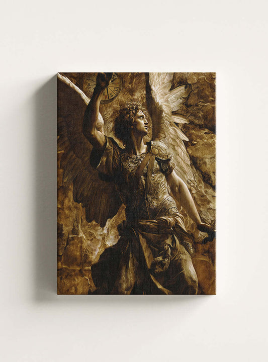 Overcoming Procrastination: Archangel Michael Christian Iconography on Canvas