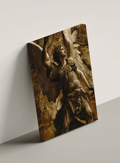 Overcoming Procrastination: Archangel Michael Christian Iconography on Canvas