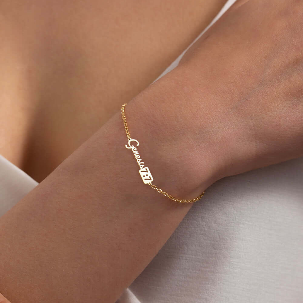 Personalized Verse Nameplate 14K Gold Plated Sterling Silver Bracelet