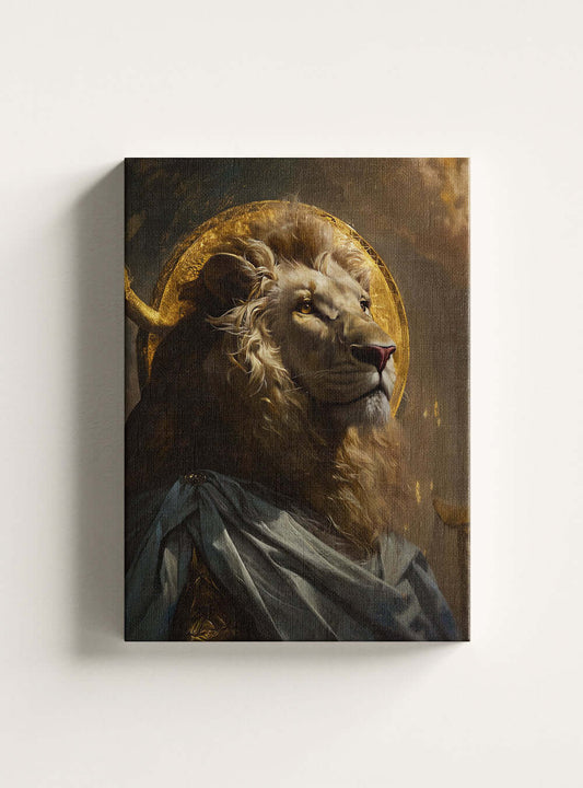 Proverbs 28:1 Lion Imagery Christian Art Gift on Canvas