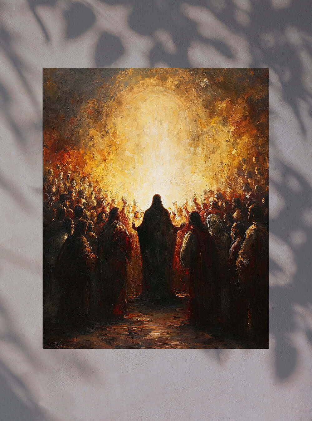 Psalm 9:1 Elegant Divine Light Scripture in Christian Artwork Poster Print