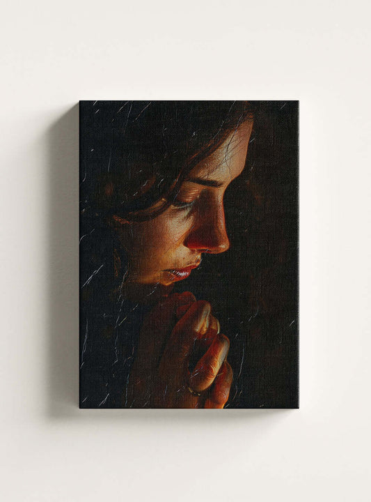 Reflective Candlelit Contemplation Bible Canvas Print