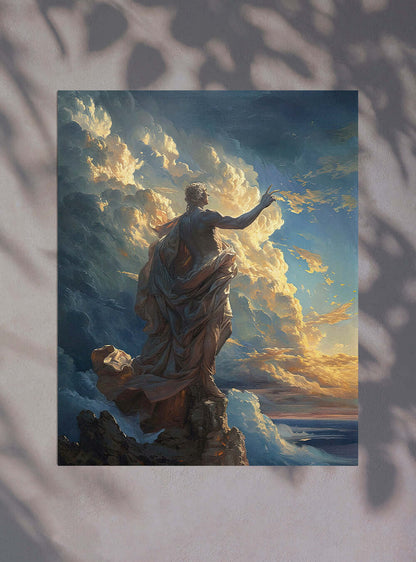 Revelation 11:15 Majestic Cloudscape Divine Figure, Christian Artwork Poster Print