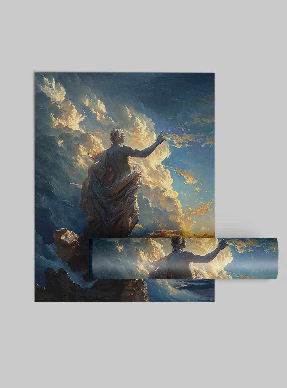 Revelation 11:15 Majestic Cloudscape Divine Figure, Christian Artwork Poster Print