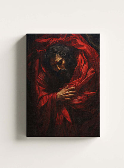 Revelation 19:13 Canvas Art - Red Cloak Figure - Christian Painting Print