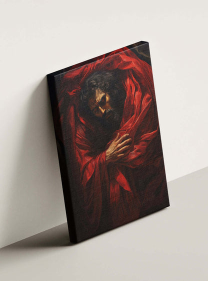 Revelation 19:13 Canvas Art - Red Cloak Figure - Christian Painting Print