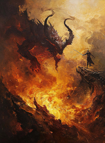 Revelation 20:12 Dramatic Apocalyptic Battle Christian Artwork Print