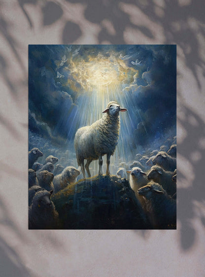 Revelation 20:15 Inspirational Lamb of Light Scripture Book of Bible Poster Print