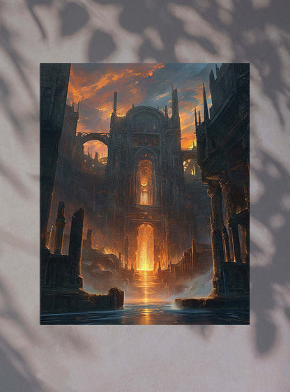 Revelation 21:24 Ethereal Cityscape Christian Iconography Poster Print