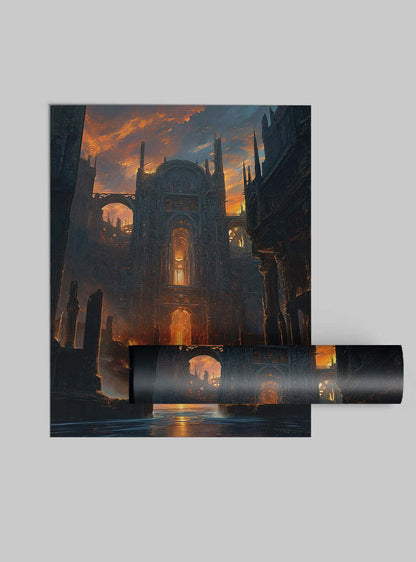 Revelation 21:24 Ethereal Cityscape Christian Iconography Poster Print