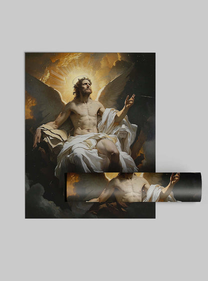 Revelation 21:7 Inspired Angelic Ascension Christian Wall Decor Poster