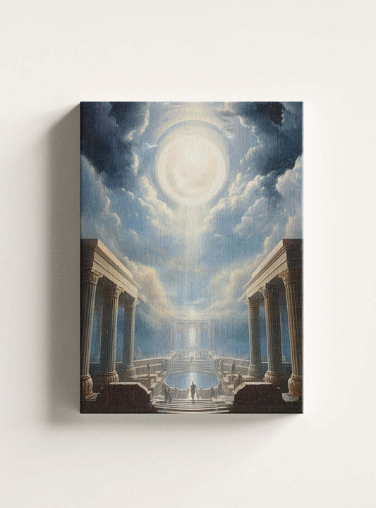 Revelation 3:12 - Divine Light Temple - Christian Art Canvas Print