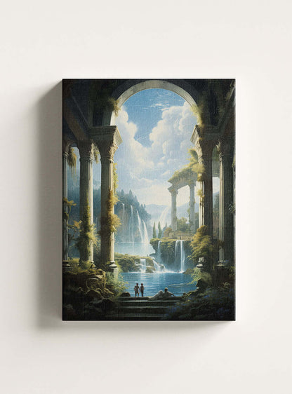 Revelation 3:16 Majestic Waterfall Art-Christian Home Decor Canvas Print