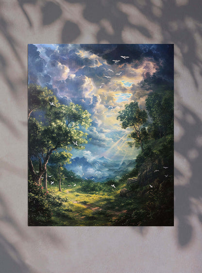 Revelation 3:8 Inspired Heavenly Light Scenic Christian Art Gifts Print