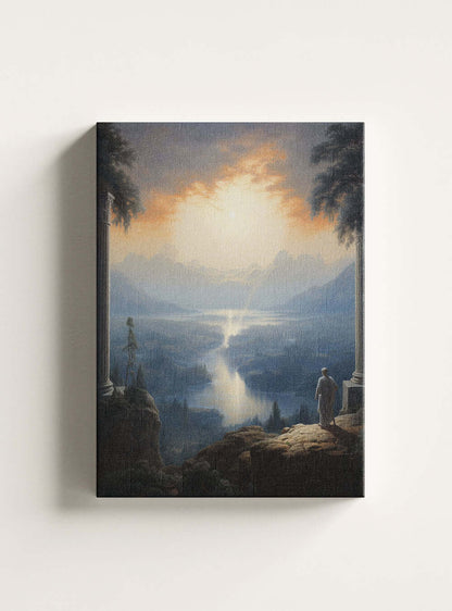 Romans 8:39 Sunrise Roams Bible Art Canvas Print