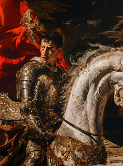 Saint George Christian Poster: Chiaroscuro Inspired by Caravaggio Print