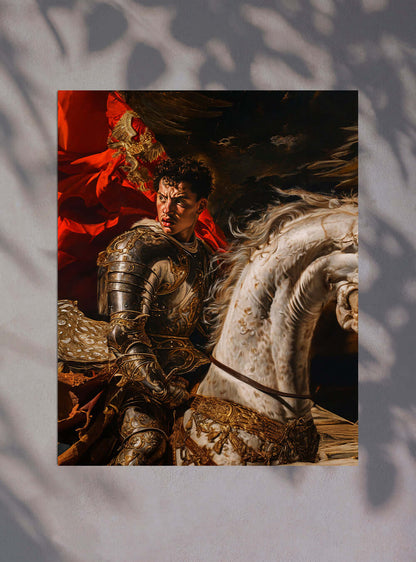 Saint George Christian Poster: Chiaroscuro Inspired by Caravaggio Print