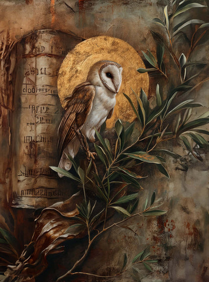 Seek Wisdom Neoclassical Owl Religious Painting Poster Print by Holysteller