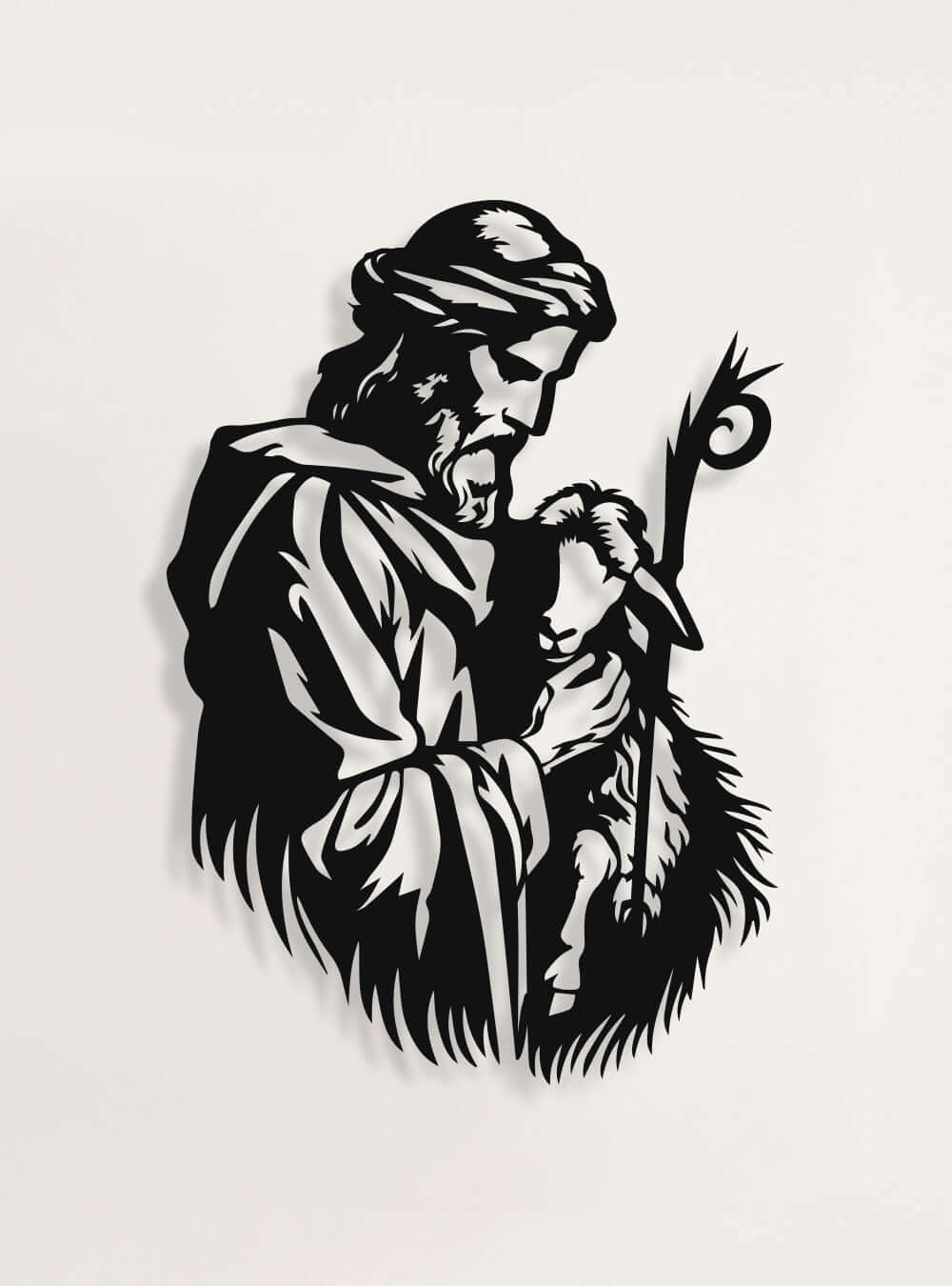 Shepherd Silhouette Christian Metal Biblical Art