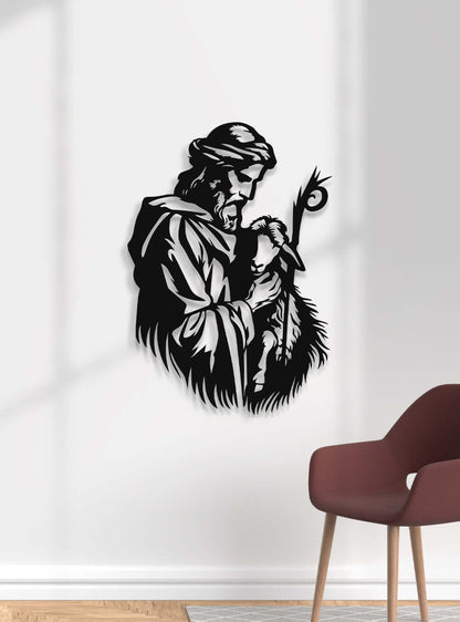 Shepherd Silhouette Christian Metal Biblical Art